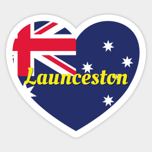 Launceston TAS Australia Australian Flag Heart Sticker